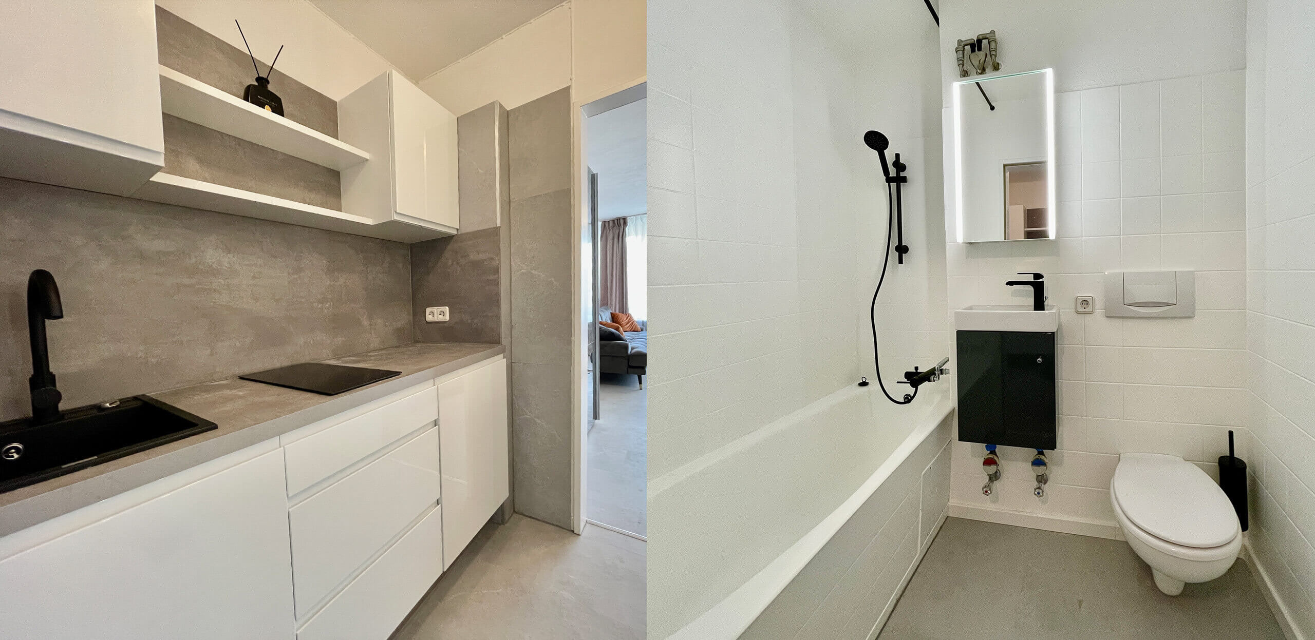 Küche und Bad nach der Renovierung