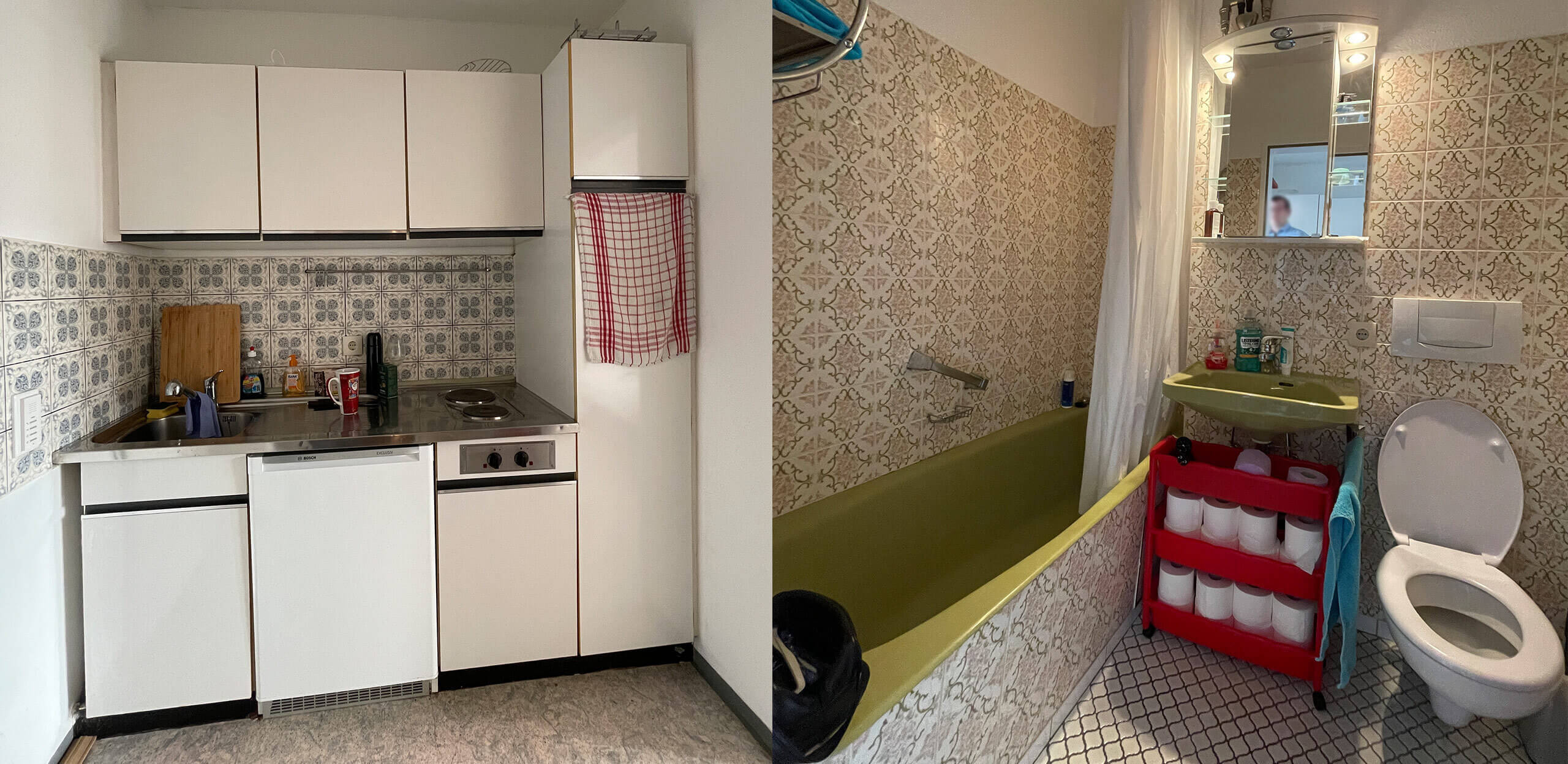 Küche und Bad vor der Renovierung